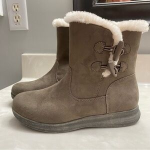 Taupe Faux Suede Sherpa Boots | Lauren Blakwell Payton 6.5